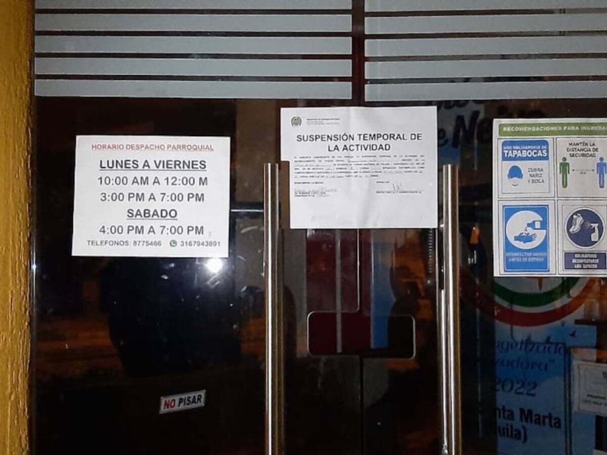 Cierran iglesia en Neiva por violar protocolos de bioseguridad