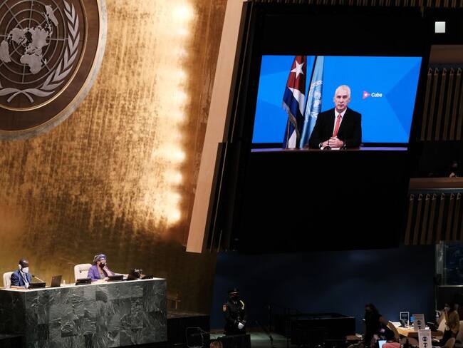 Presentación del vídeo del presidente cubano Miguel Díaz-Canel ante la Asamblea General de las Naciones Unidas.
