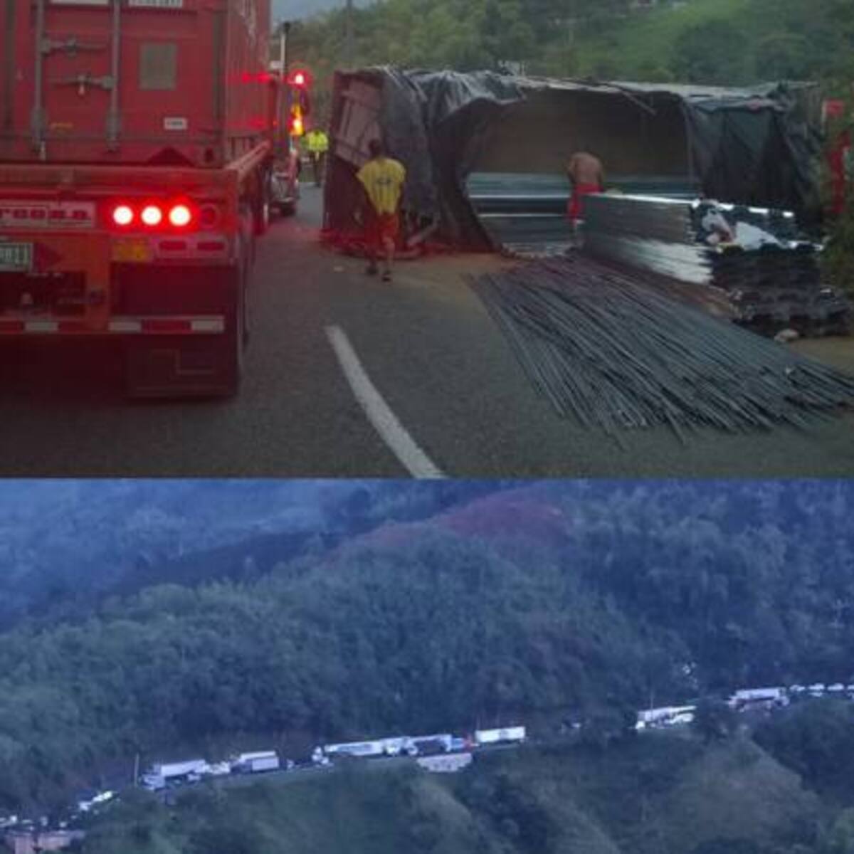 Por un accidente de tránsito hay un enorme trancón en la vía Santa Rosa - Dosquebradas