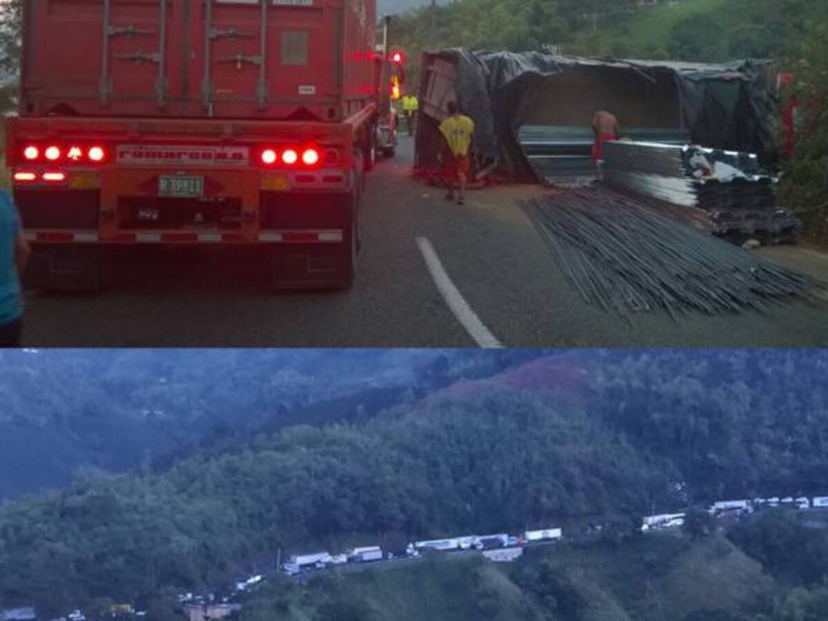 Por un accidente de tránsito hay un enorme trancón en la vía Santa Rosa - Dosquebradas