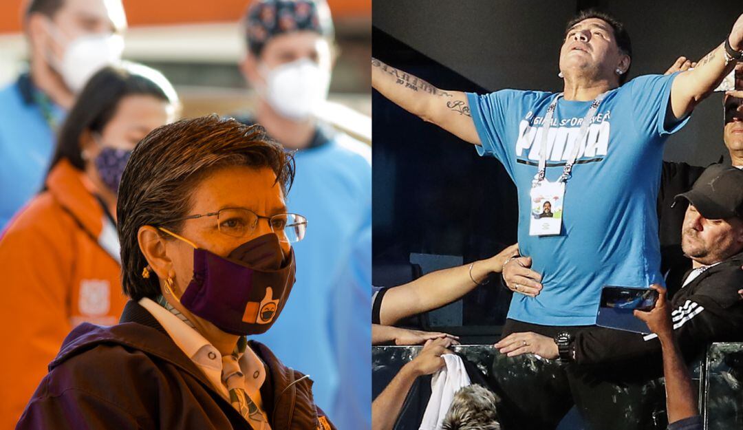 Claudia López y Diego Maradona. 