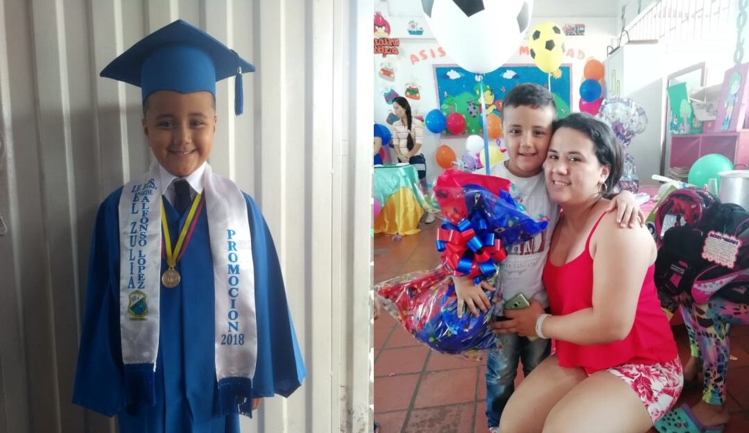 Neider Santiago Villamizar Moreno con su madre Jessica Julieth Moreno Roa