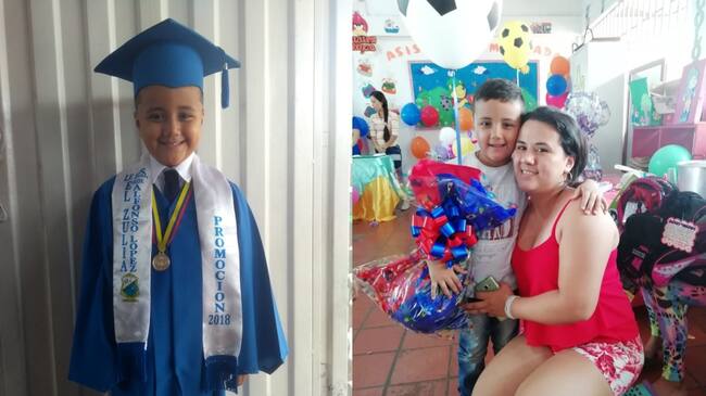 Neider Santiago Villamizar Moreno con su madre Jessica Julieth Moreno Roa