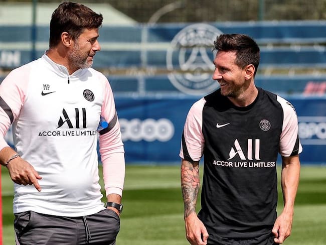 Mauricio Pochettino y Lionel Messi en el PSG