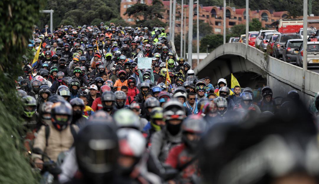 Movilización de motos en Bogotá