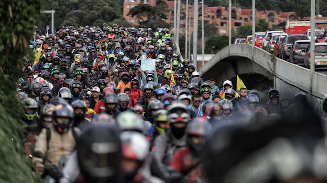 Movilización de motos en Bogotá