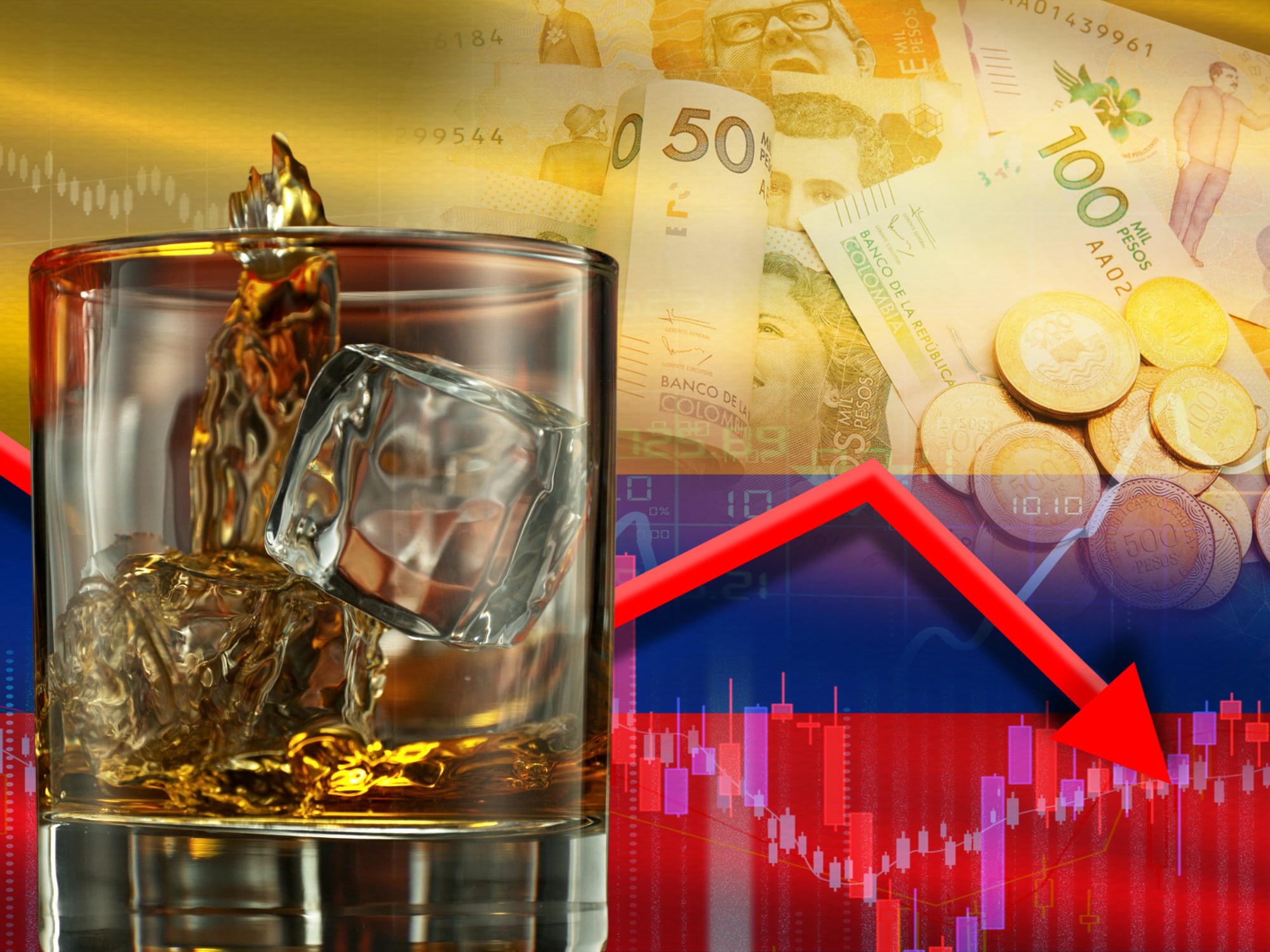 Imágenes de referencia de economía colombiana y licor. Fotos: Getty Images