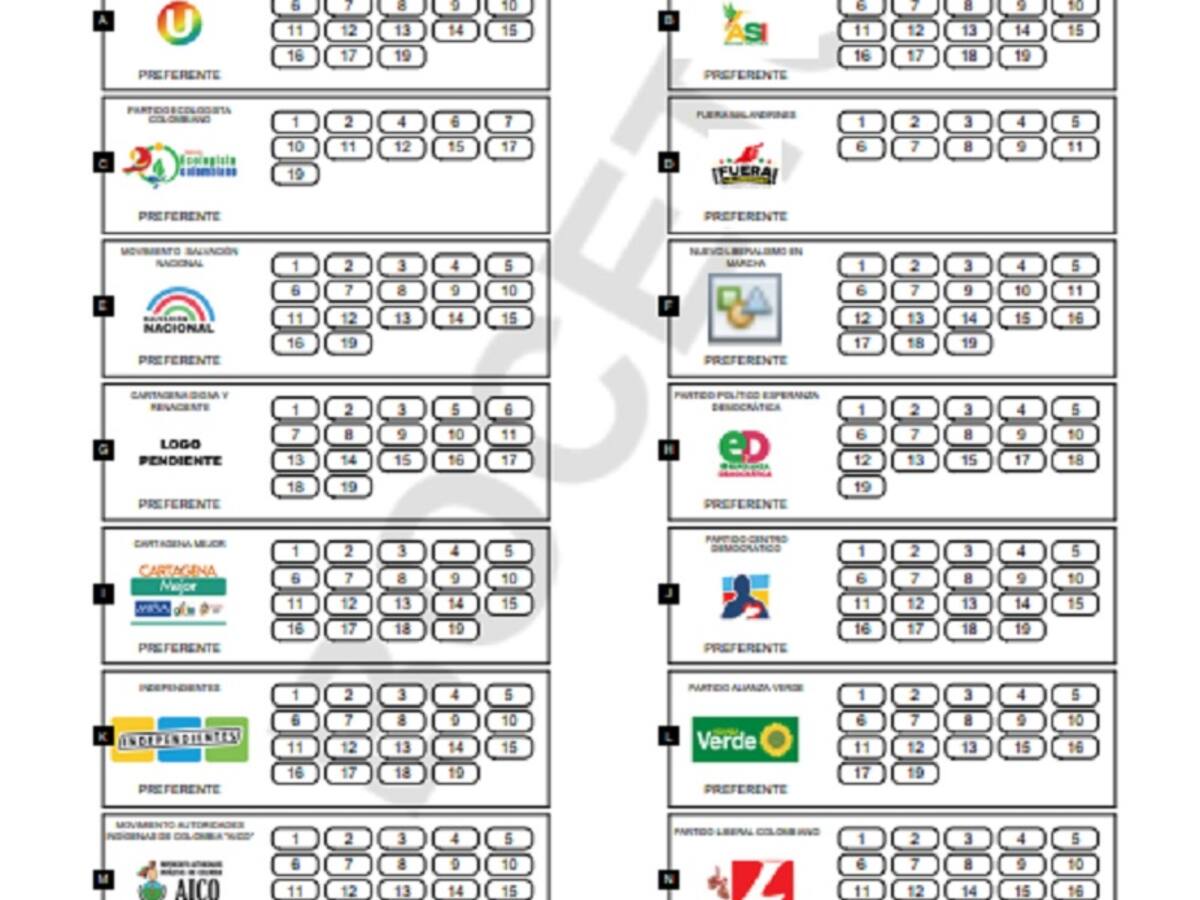 Conozca cómo quedaron los tarjetones para Concejo de Cartagena y Asamblea de Bolívar