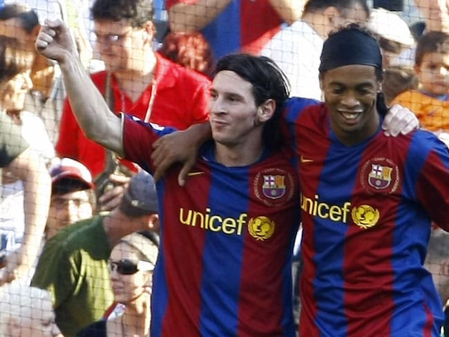 Lionel Messi y Ronaldinho en el Barcelona 2007