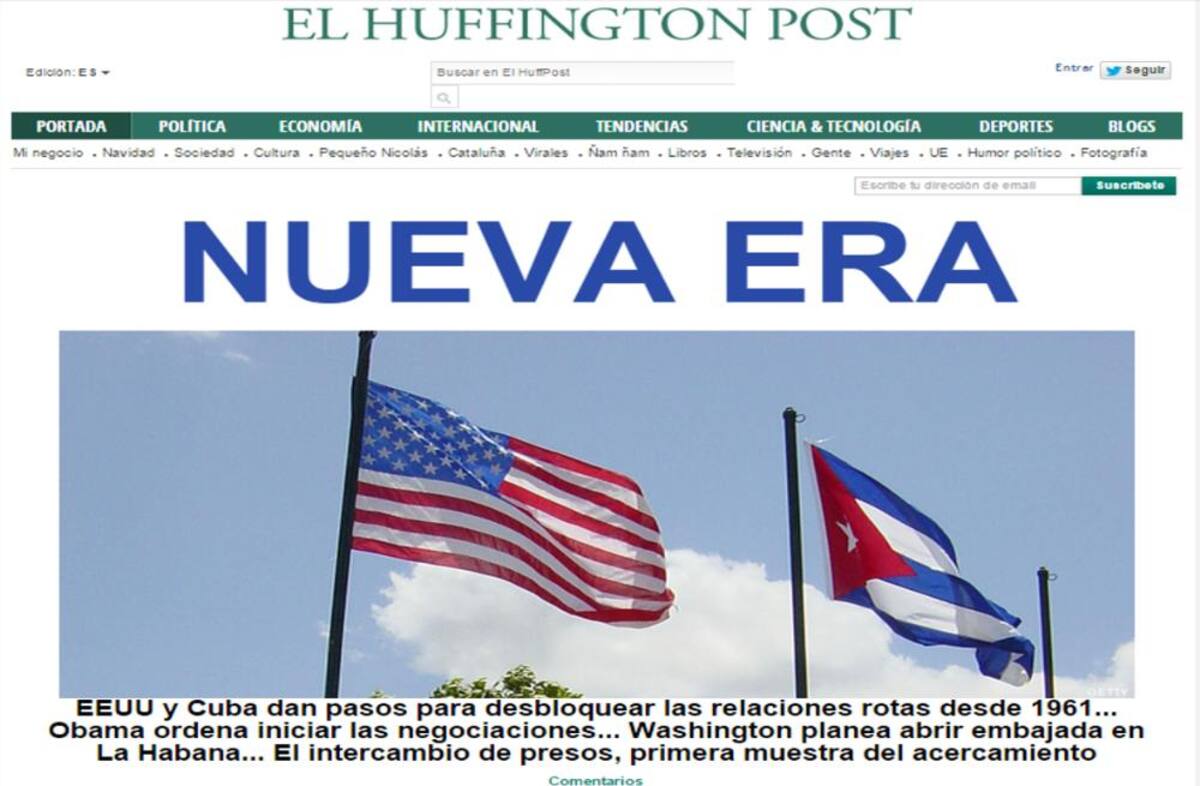 Las portadas de varios diario y sitios web destacaron ampliamente la orden que dio Obama para restablecer las relaciones entre los dos países.