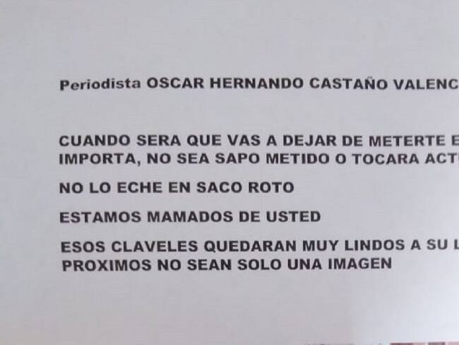El periodista Oscar Castaño denunció amenazas de muerte