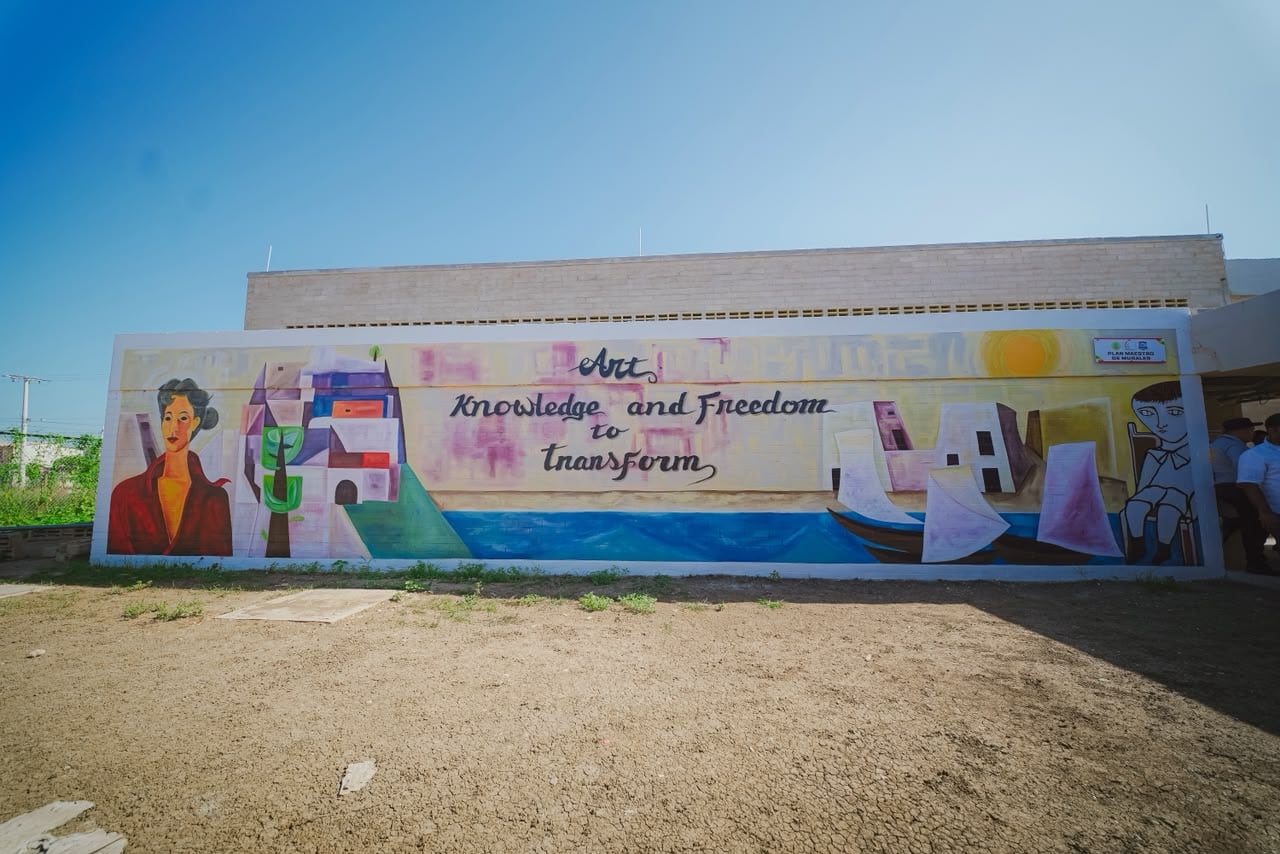 El mural fue realizado con apoyo de los estudiantes. // Alcaldía de Cartagena