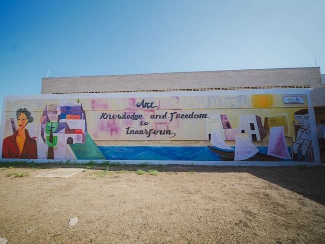 El mural fue realizado con apoyo de los estudiantes. // Alcaldía de Cartagena