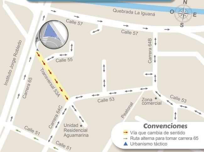Cambio de sentido vial en la transversal 53A, entre las carreras 65 y 64C.