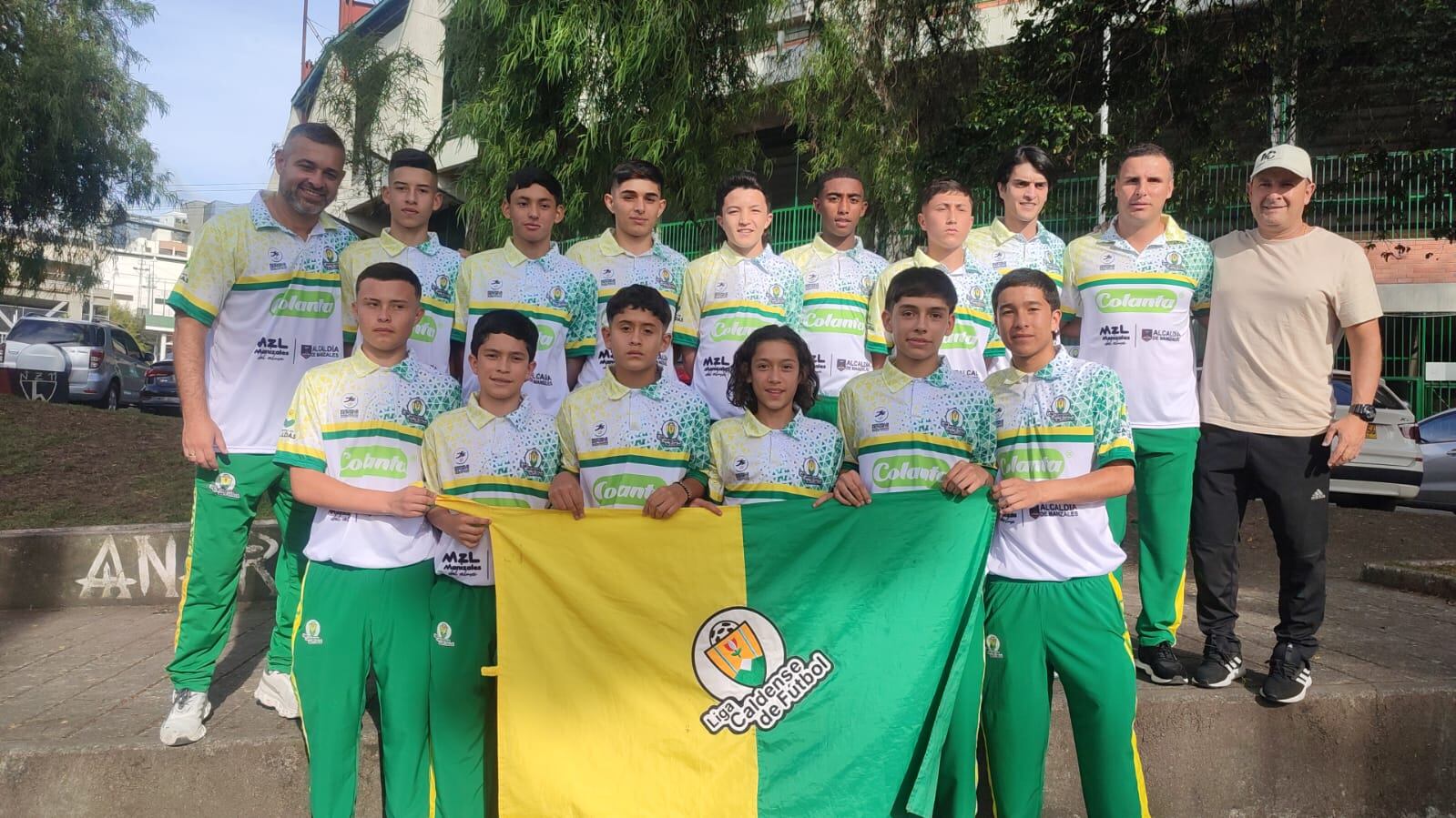 Equipo que representa a Caldas en el Campeonato Nacional de fútbol sala sub-15. Foto suministrada.