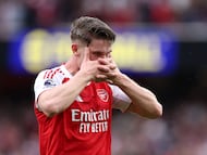 Viktor Gyökeres celebra uno de sus dos goles ante el Fulham. (Photo by Justin Setterfield/Getty Images)