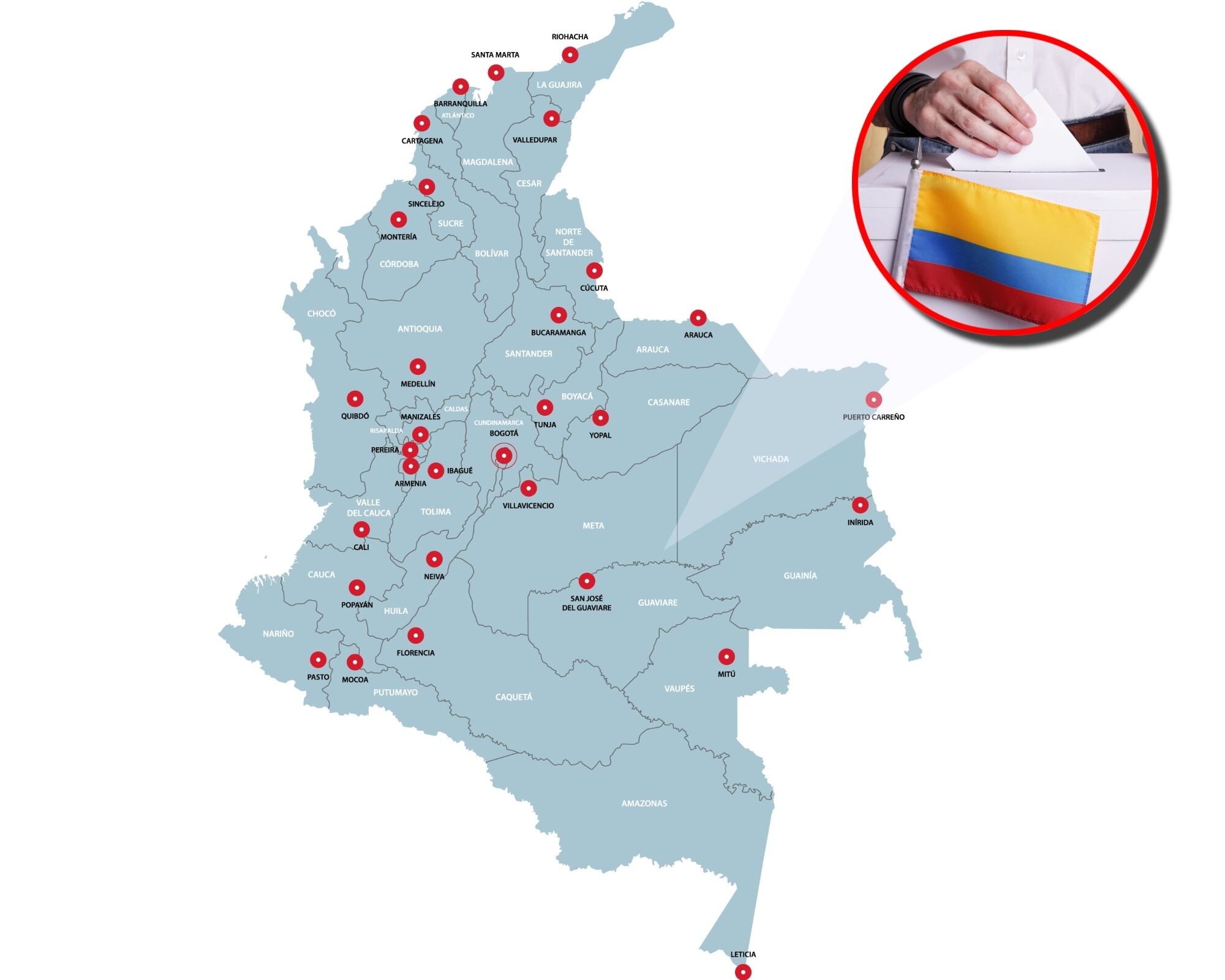 Mapa electoral de Colombia en estas elecciones 2026, segunda vuelta. Fotos: Getty Images.