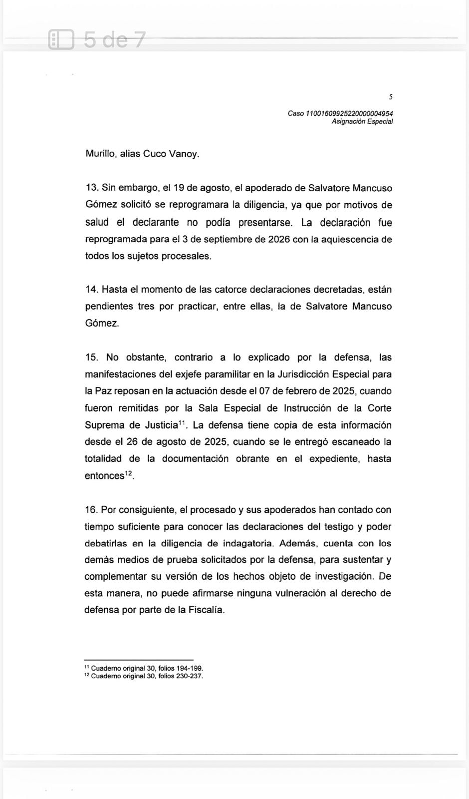 Resolución de la Fiscalía sobre Álvaro Uribe.