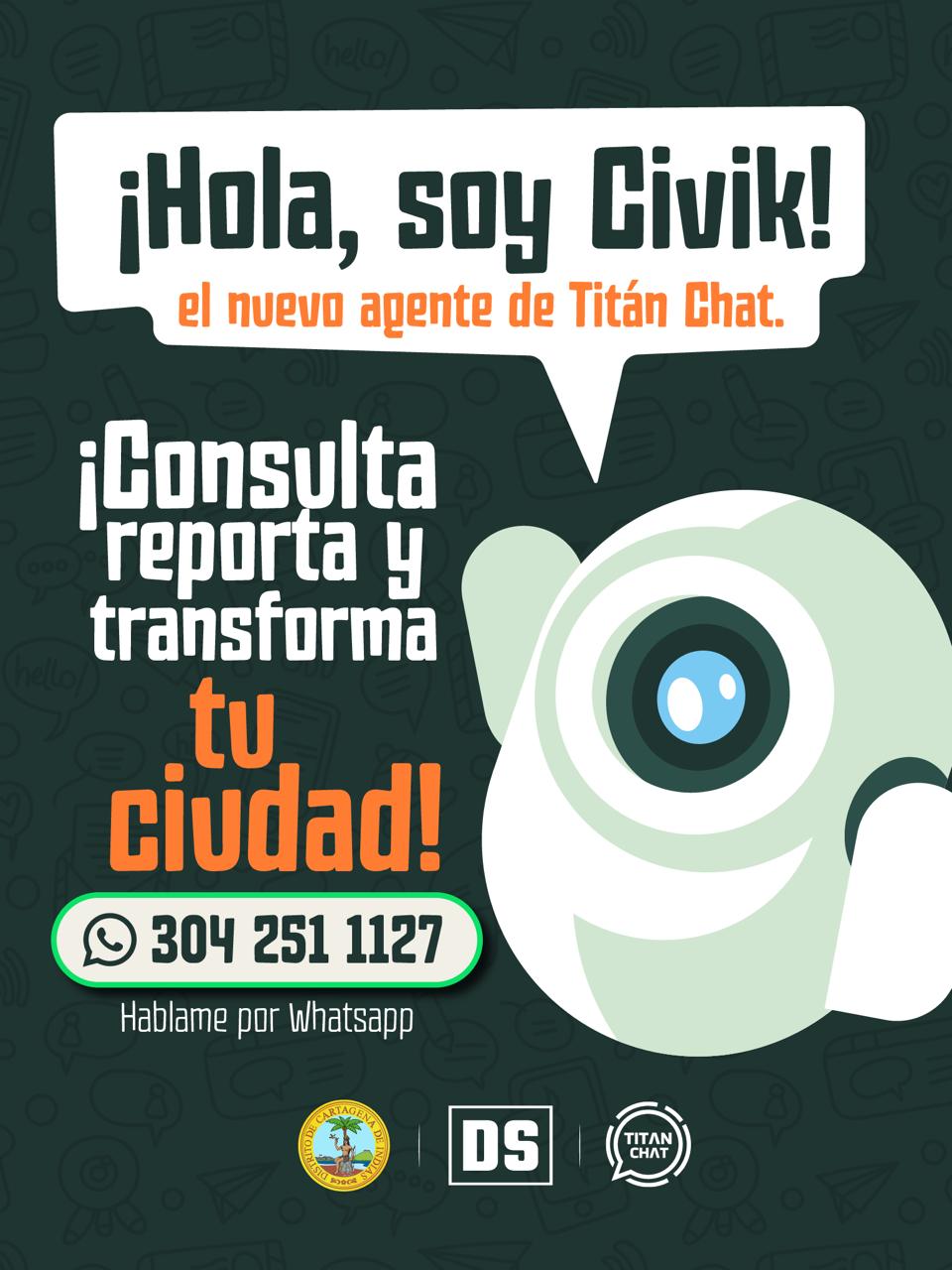 Civik, el nuevo agente virtual de Titán Chat que llega para fortalecer la seguridad en Cartagena