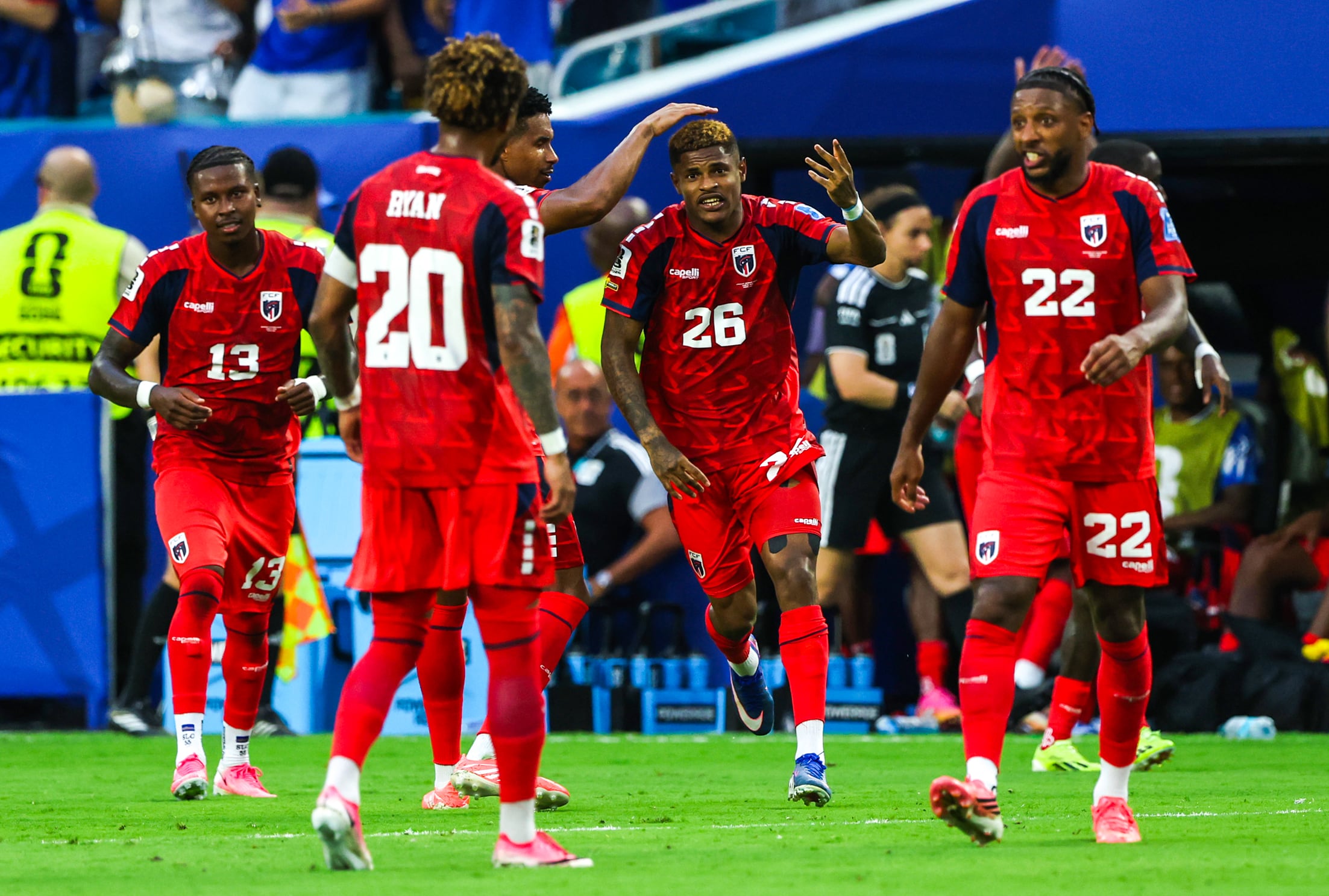 MIAMI, UNITED STATES - JUNE 21: Cape Verde's Helio Varela celebrates after scoring to make it 2-2 during a 2026 FIFA World Cup Group H match between Uruguay and Cape Verde at the Miami Stadium, on June 21, 2026, in Miami, United States. (Photo by Craig Williamson/SNS Group via Getty Images)