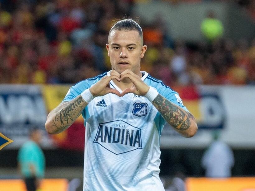 Leonardo Castro festeja su anotación ante el Deportivo Pereira / Twitter: @MillosFCOficial.