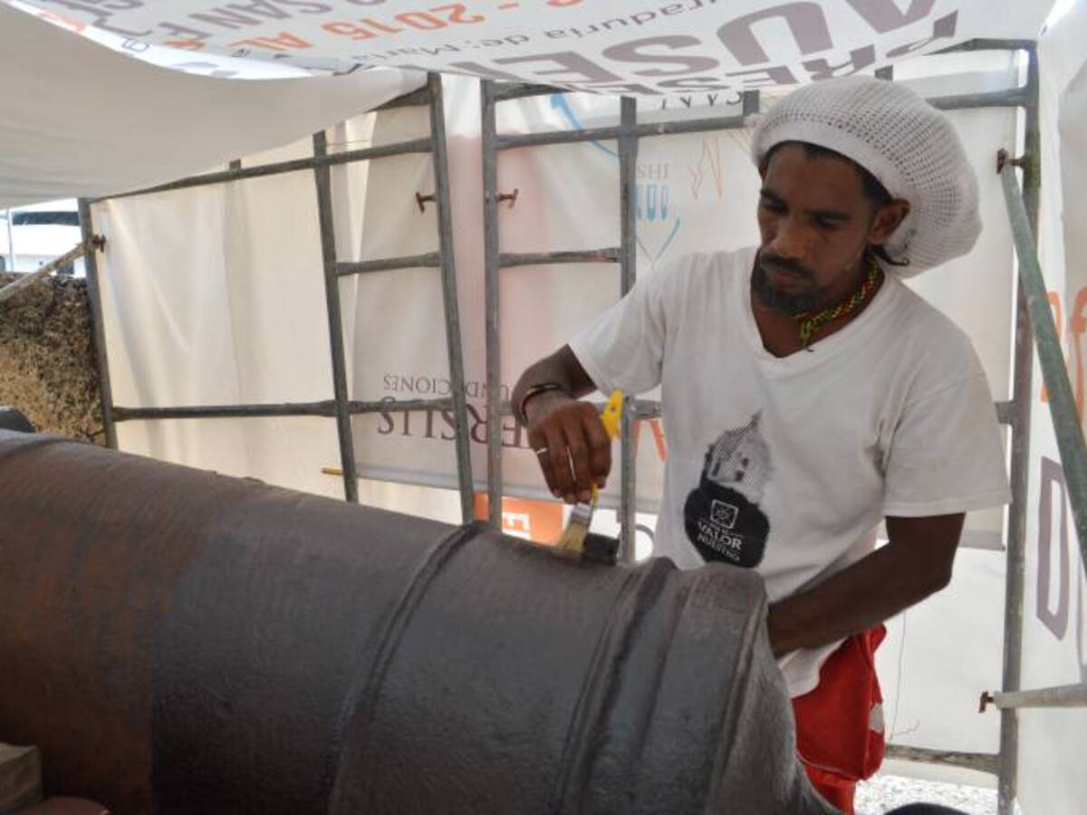 Inician trabajos de protección y conservación de cañones de las murallas de Cartagena