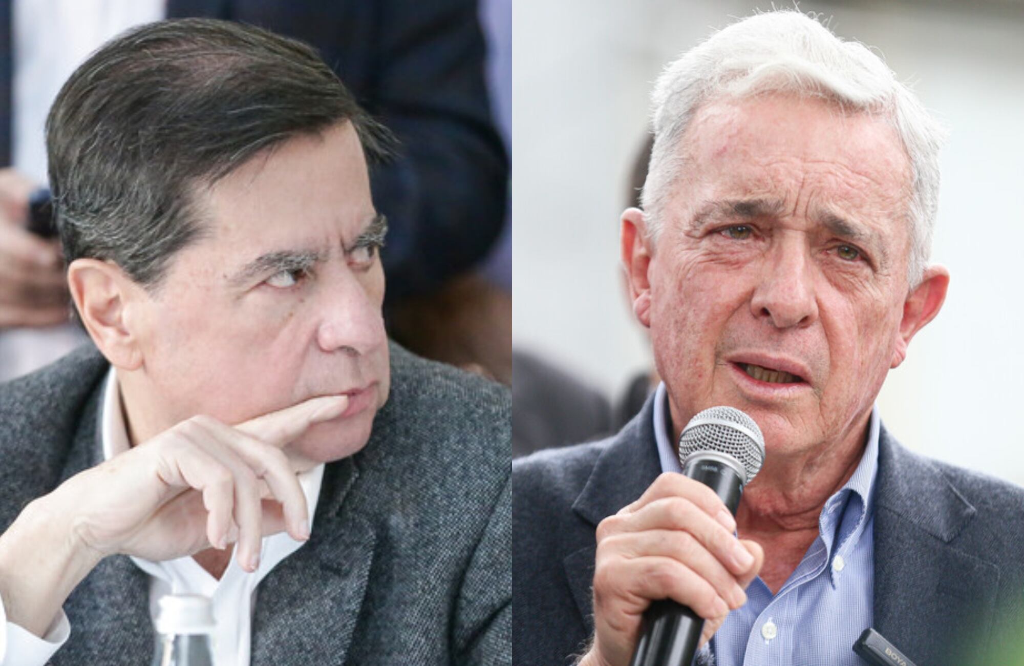 Juan Fernando Cristo y Álvaro Uribe. Fotos: (Colprensa - Catalina Olaya)