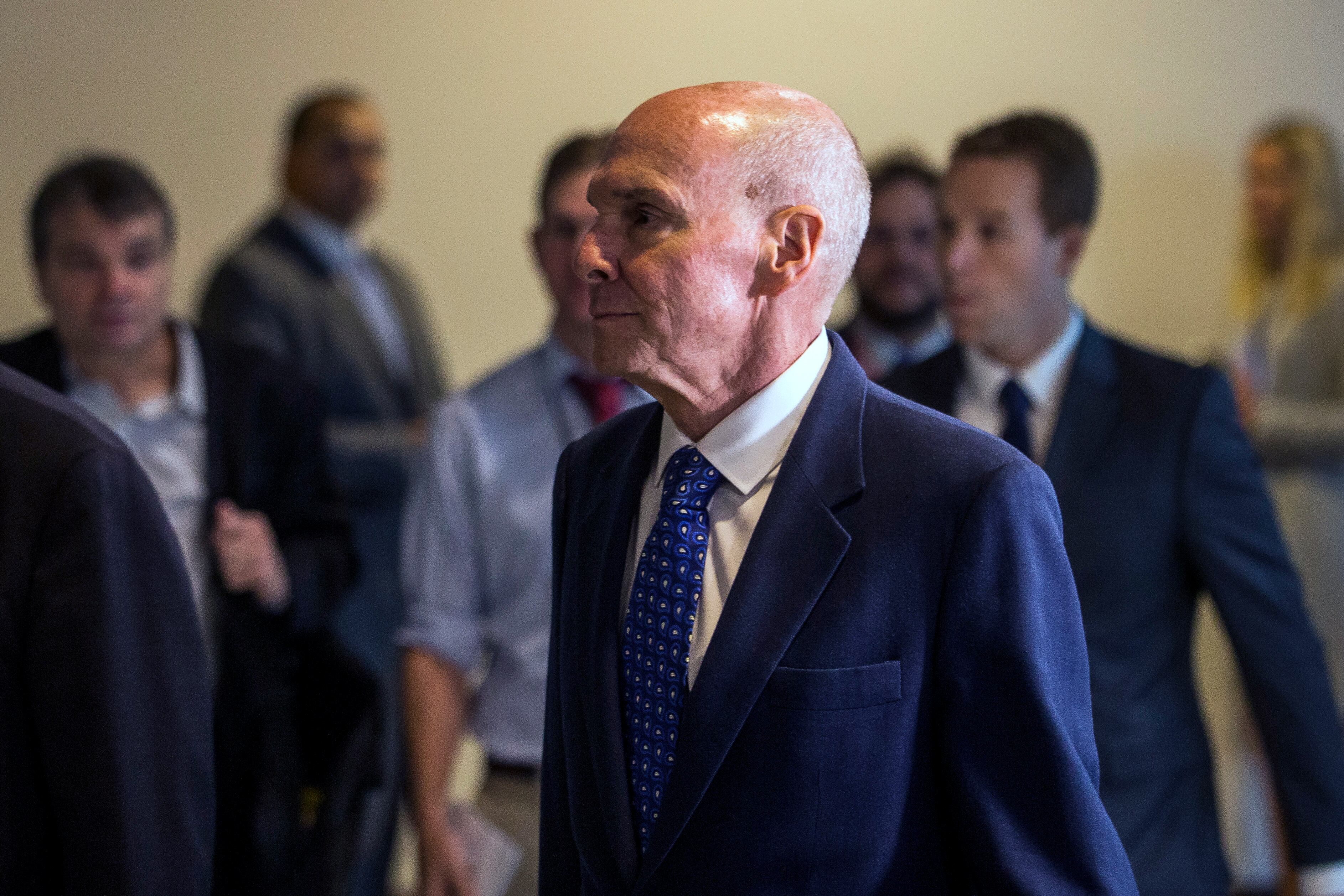 WASHINGTON, DC - OCTOBER 16:  P. Michael McKinley former senior adviser to Secretary of State Mike Pompeo, arrives on Capitol Hill for a closed-door hearing at the U.S. Capitol October 16, 2019 in Washington, DC. McKinley is scheduled to testify before the House Intelligence, Foreign Affairs and Oversight committees as part of the ongoing impeachment inquiry against President Donald Trump.  (Photo by Zach Gibson/Getty Images)