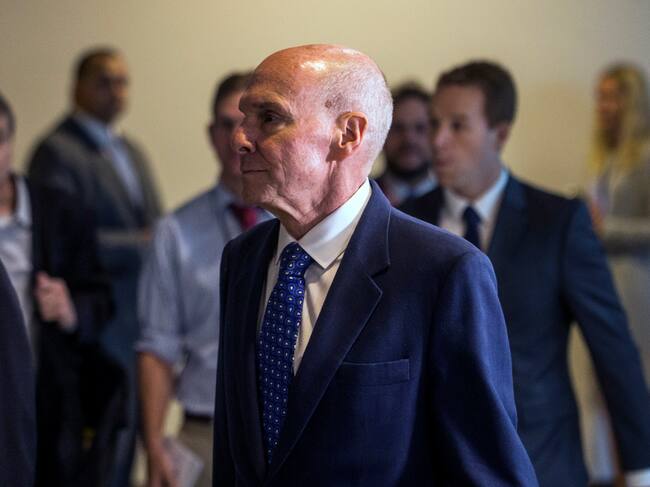 WASHINGTON, DC - OCTOBER 16: P. Michael McKinley former senior adviser to Secretary of State Mike Pompeo, arrives on Capitol Hill for a closed-door hearing at the U.S. Capitol October 16, 2019 in Washington, DC. McKinley is scheduled to testify before the House Intelligence, Foreign Affairs and Oversight committees as part of the ongoing impeachment inquiry against President Donald Trump. (Photo by Zach Gibson/Getty Images)