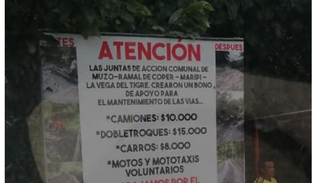 Las juntas de acción comunal de Muzo y Maripí junto a conductores, pidieron un “bono solidario” en la vía que conduce a Muzo, Quípama y la Victoria