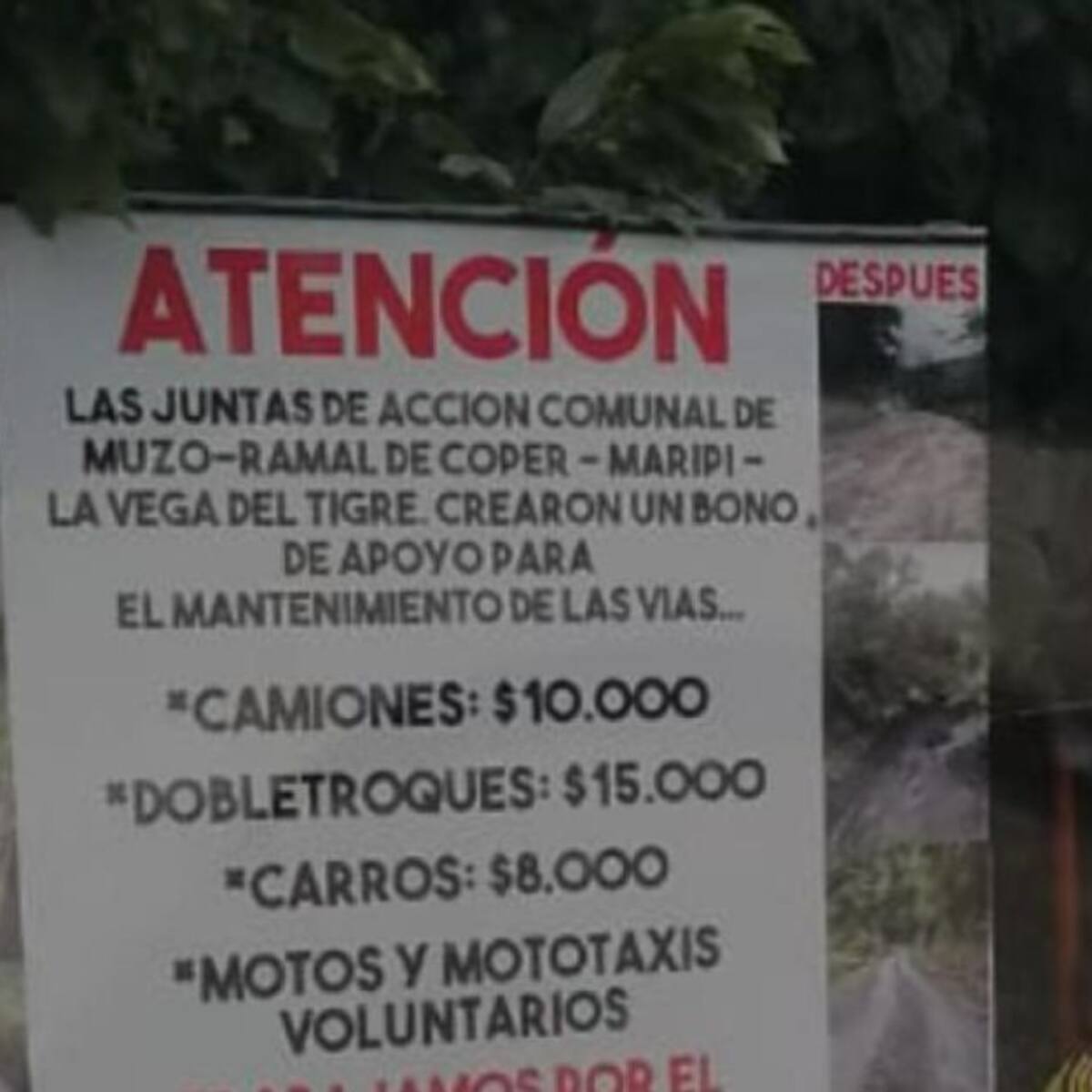 Polémica en Boyacá por "bono solidario" para arreglar vías en el occidente