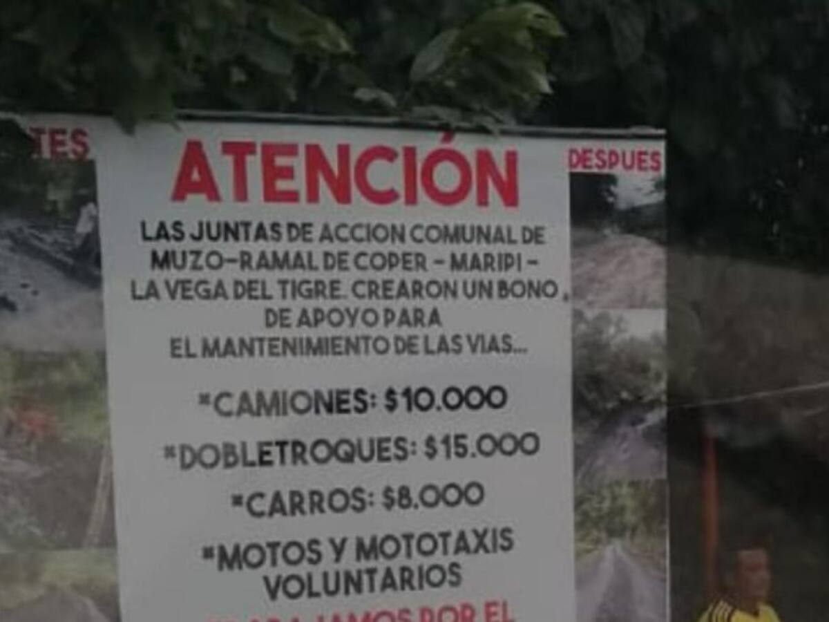 Polémica en Boyacá por "bono solidario" para arreglar vías en el occidente