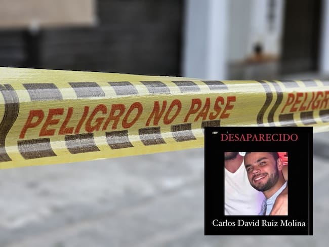 Imagen de cinta de policía de No Pase e imagen del desaparecido. / Vía: Caracol Radio