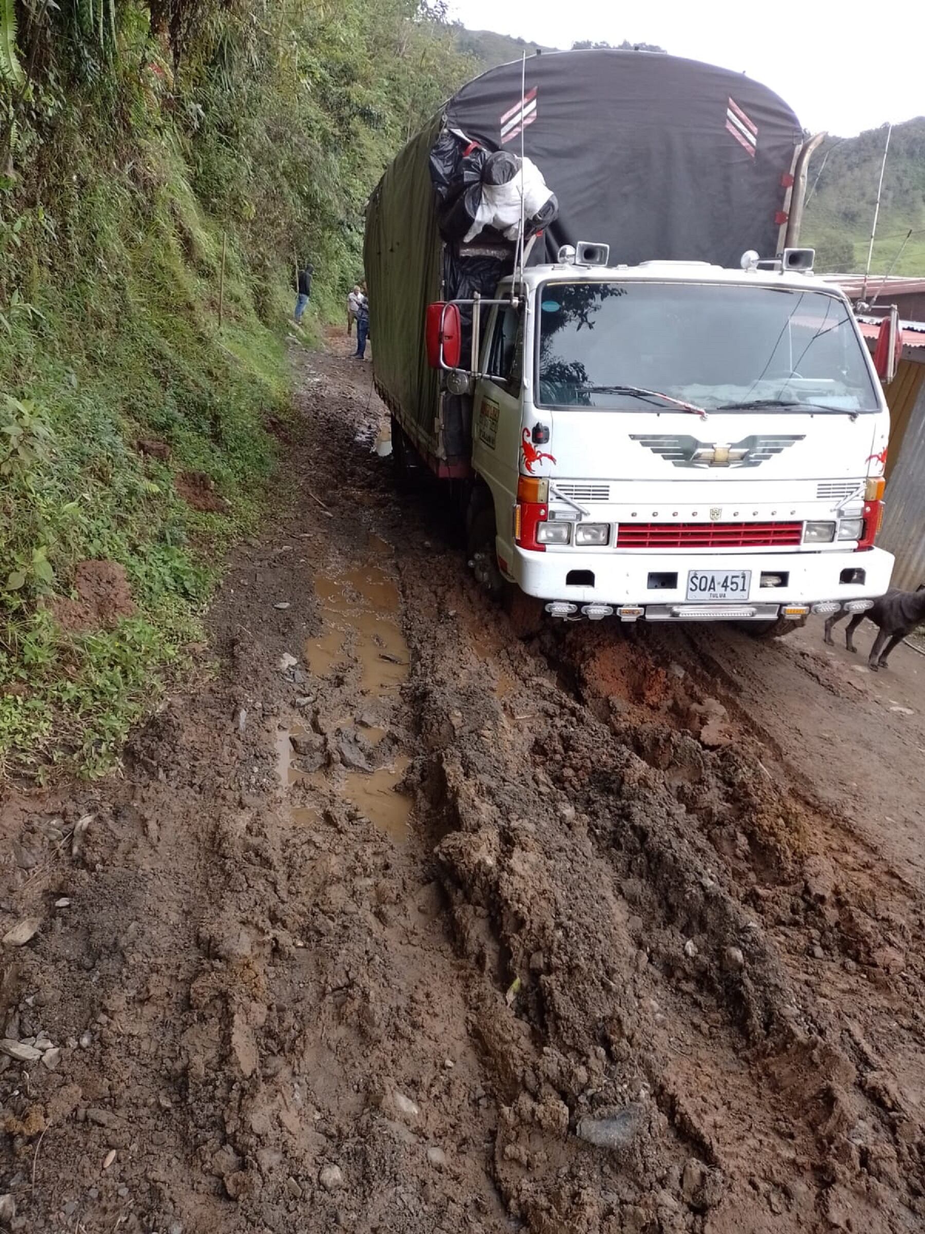 Transportadores de carga afectados por el fuerte invierno en el Tolima