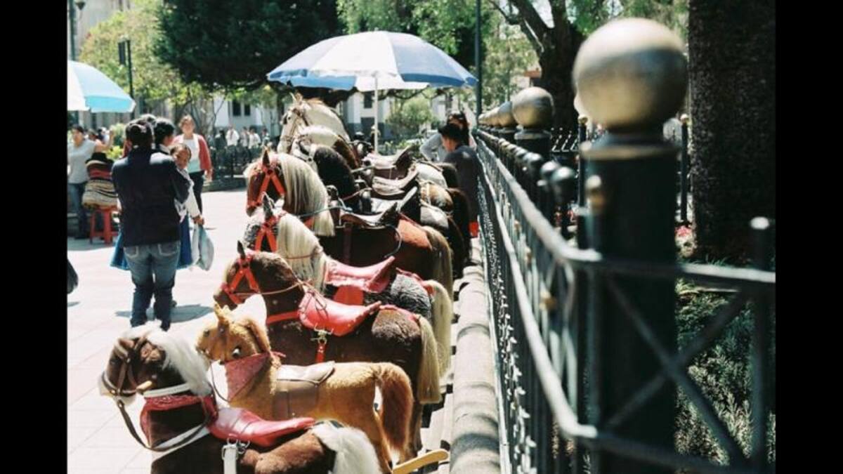 Damos inicio a nuestra selección con esta imagen del centro de Cuenca, Ecuador, que nos envió Samantha Proaño. “En el Parque Calderón aún existen pequeños puestos ambulantes de fotografía, sobre todo para niños; ahí el porqué de los caballitos”.