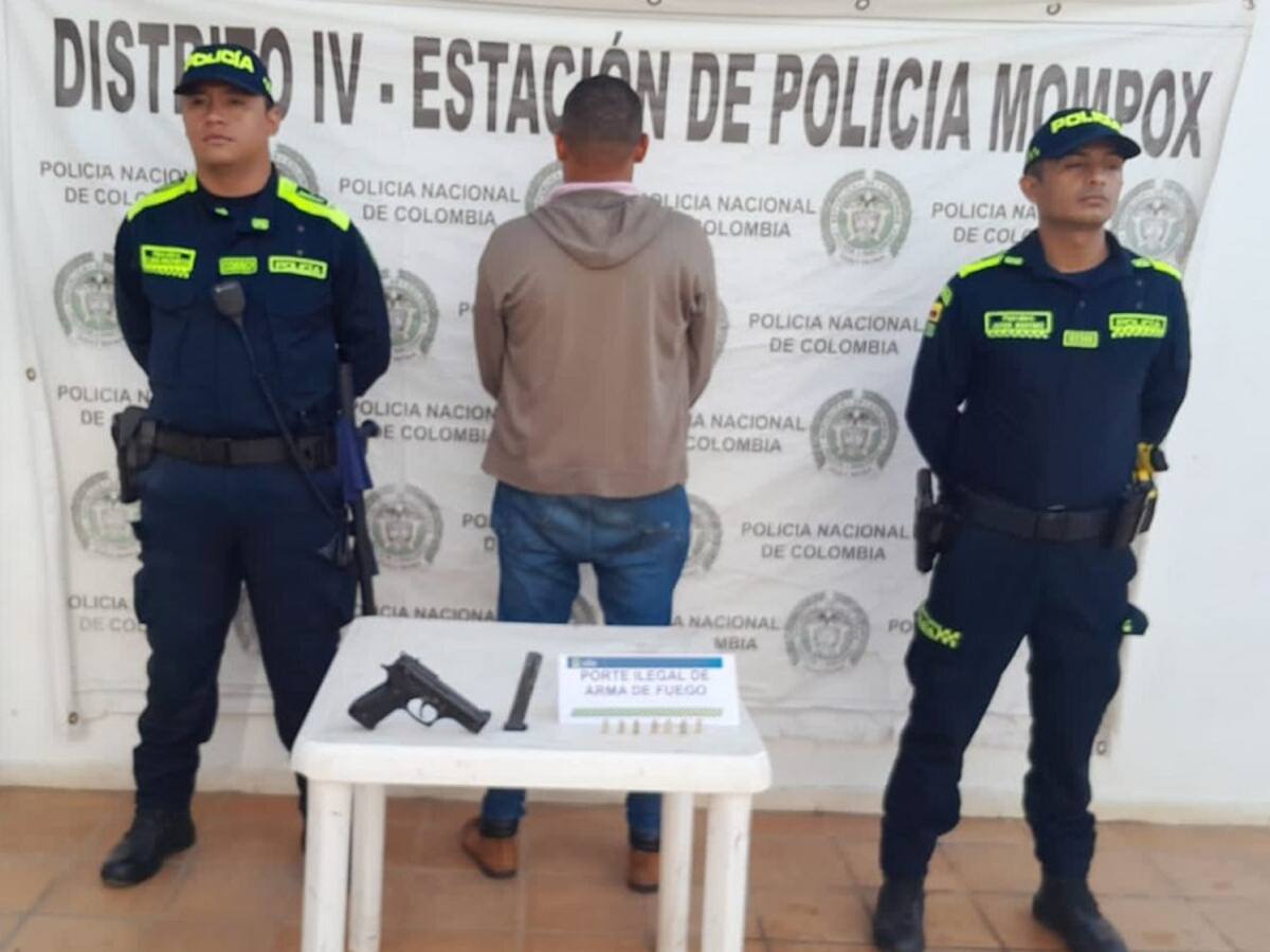 Hombre portaba un arma de fuego de defensa personal solo con factura de compra en Mompox
