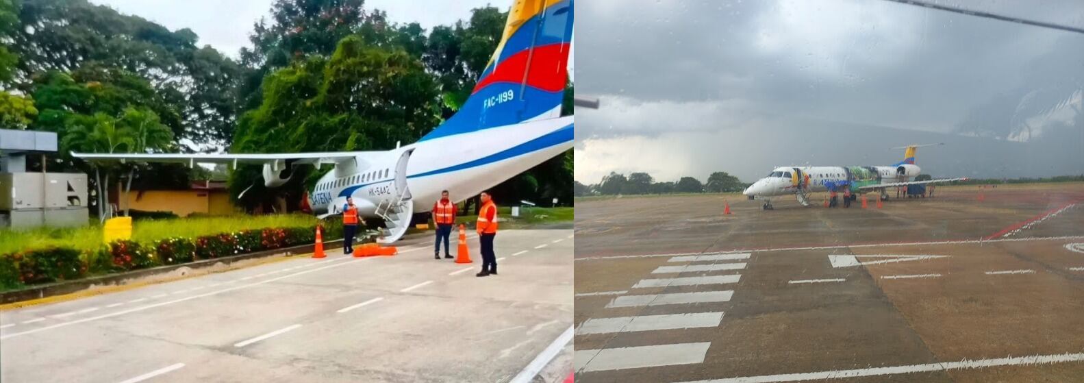 Falla en sistema de anclaje provoca accidente de un Avión de Satena estacionado en aeropuerto de Corozal