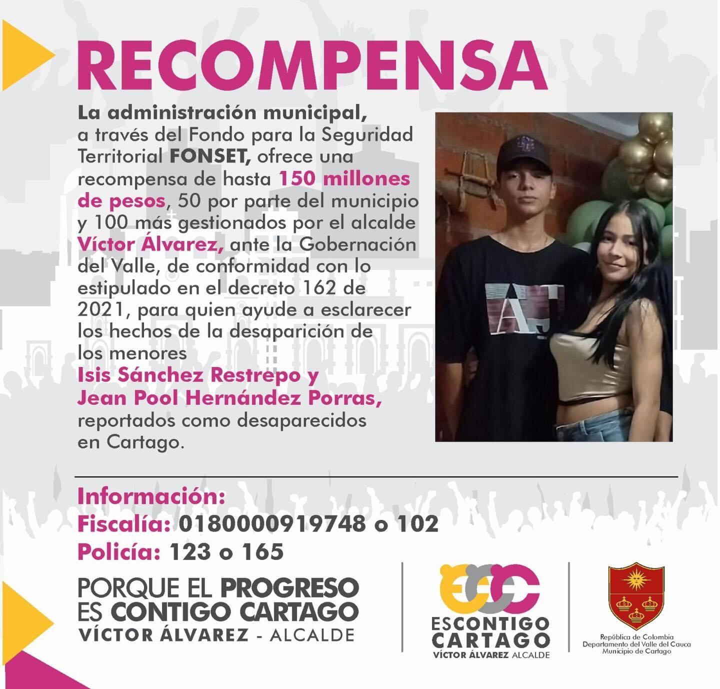 Recompensa - Alcaldía Cartago, Valle