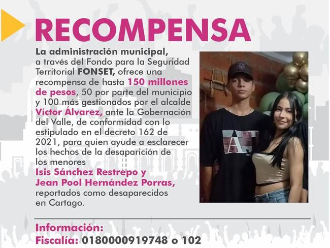 Recompensa - Alcaldía Cartago, Valle