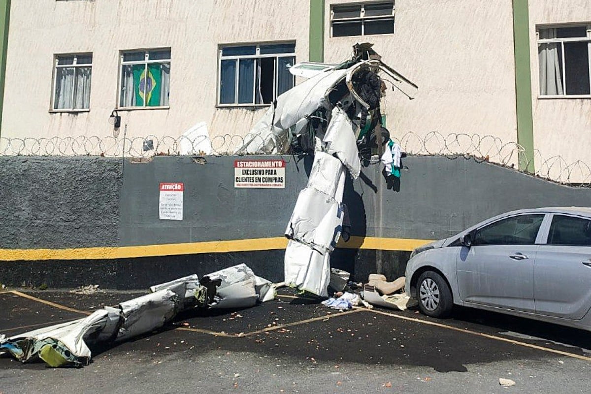 Accidente aéreo en Belo Horizonte, Brasil. Foto: AFP PHOTO / Departamento de Bomberos de Minas Gerais
