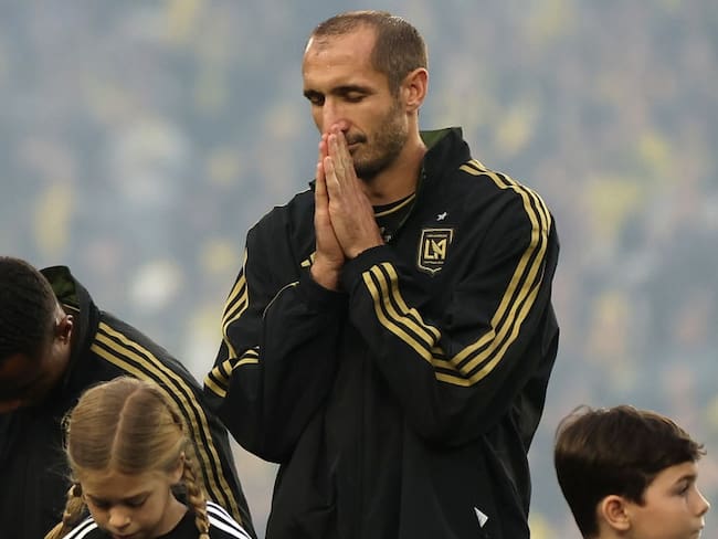 COLUMBUS, OHIO - DECEMBER 09: Giorgio Chiellini #14 of Los Angeles Football Club looks on before the 2023 MLS Cup against the Columbus Crew at Lower.com Field on December 09, 2023 in Columbus, Ohio. (Photo by Maddie Meyer/Getty Images)