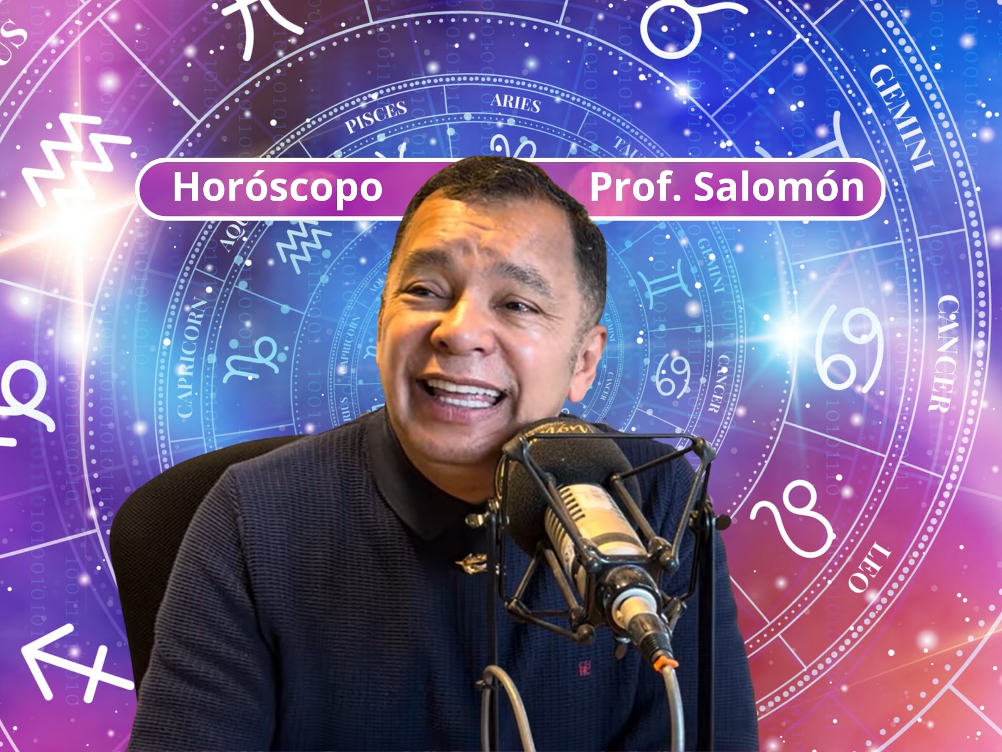 Él es el profesor Salomón, experto en la lectura del Horóscopo y el Tarot (Crédito: Profesor Salomón - Youtube) // De fondo: Imagen ilustrativa del horóscopo (crédito: Getty Images).