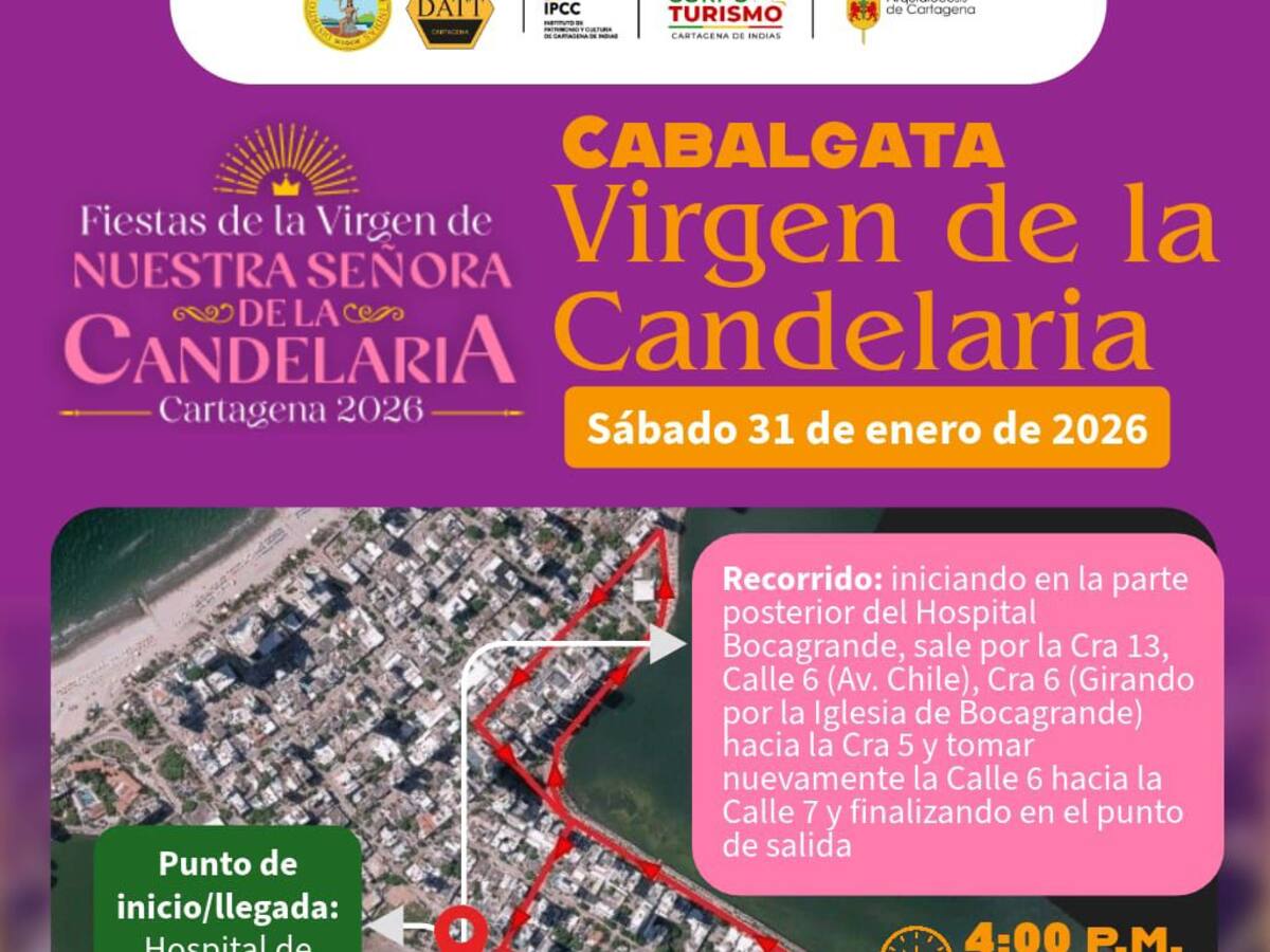Cabalgata en Bocagrande por la Virgen de la Candelaria: conozca el recorrido y los desvíos