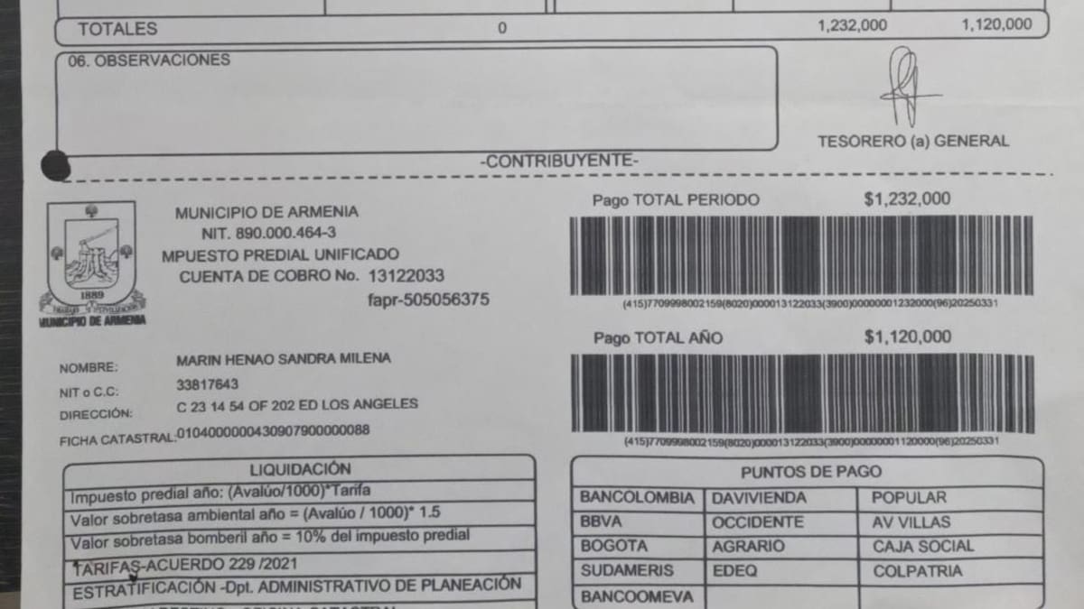 Informe queja impuesto predial