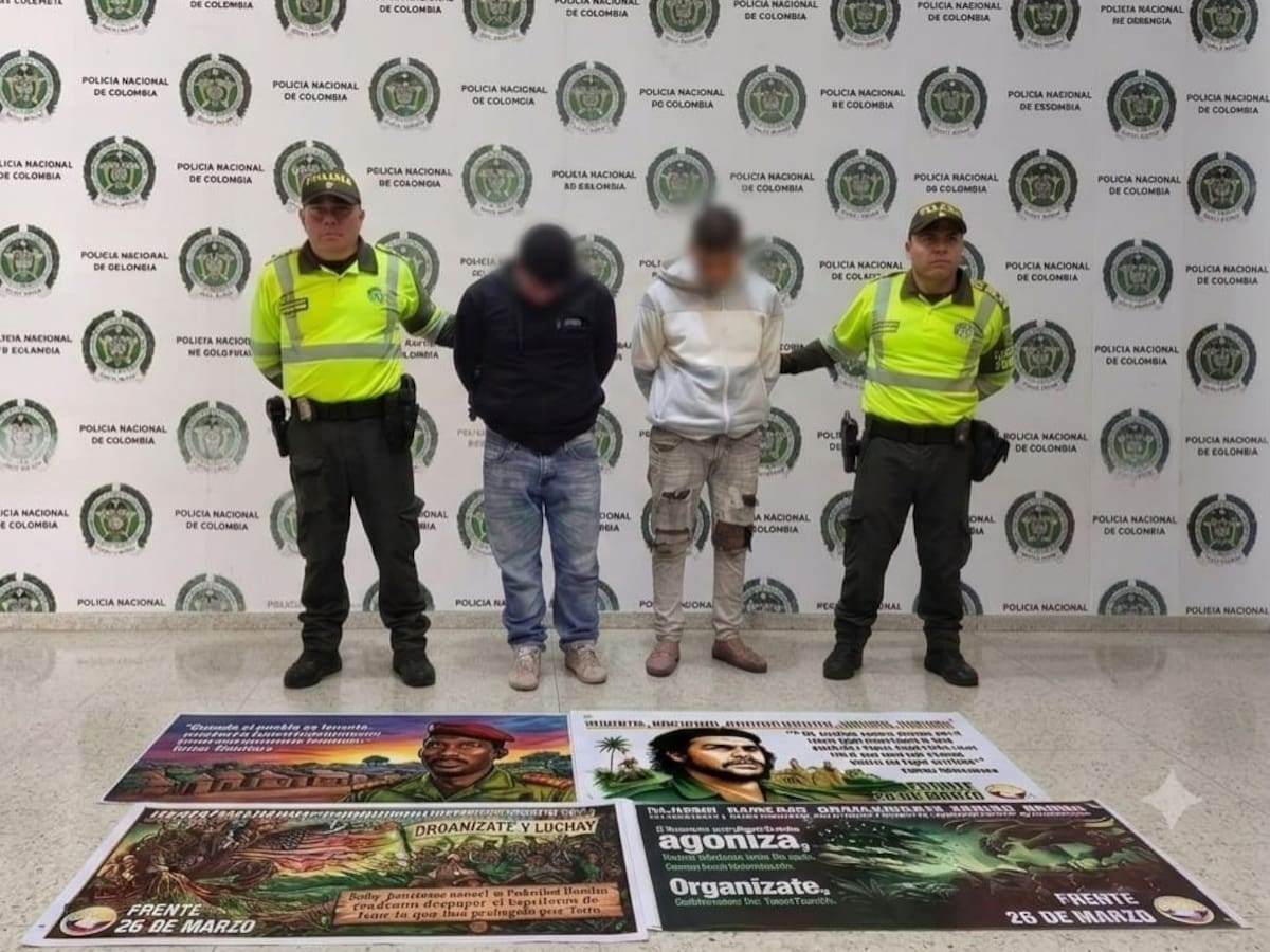 Capturan a dos jóvenes con pancartas de las disidencias de las Farc en la vía Ibagué - Bogotá