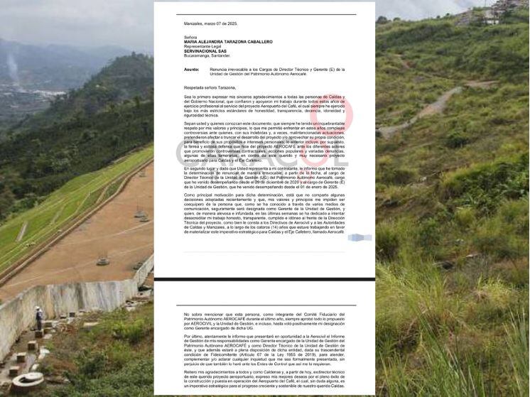 Carta de renuncia irrevocable