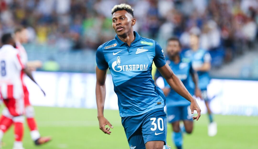 Mateo Cassierra festeja su primer gol con el Zenit de San Petersburgo.