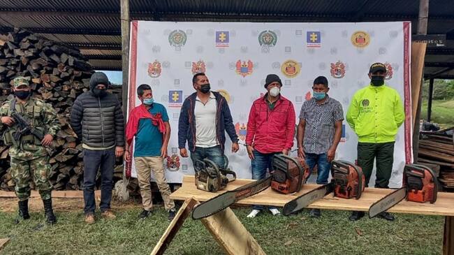 Cinco hombres capturados por talar los bosques en el Huila