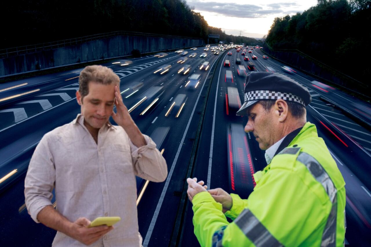 Foto de referencia. Persona recibiendo multa y autopista: Getty Images.