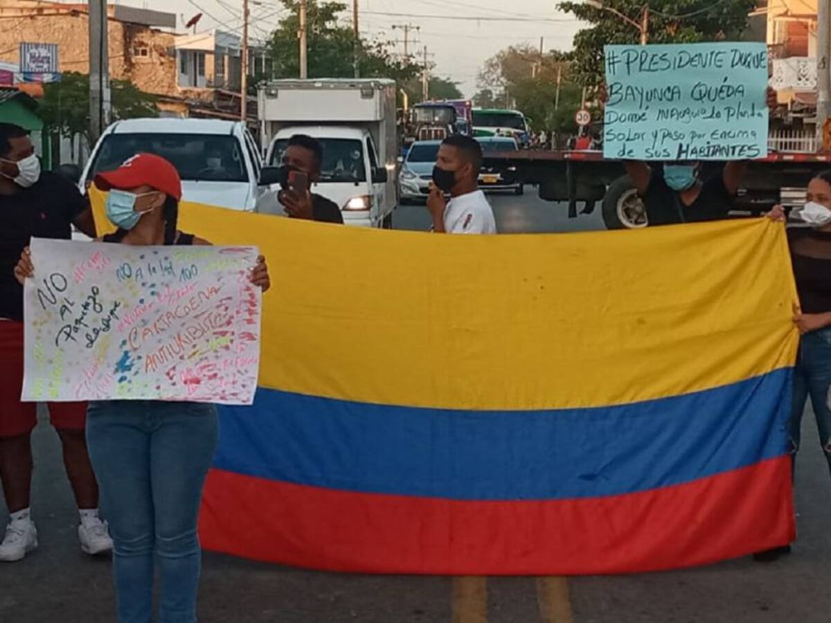Habitantes de Bayunca bloquearon La Cordialidad con una protesta
